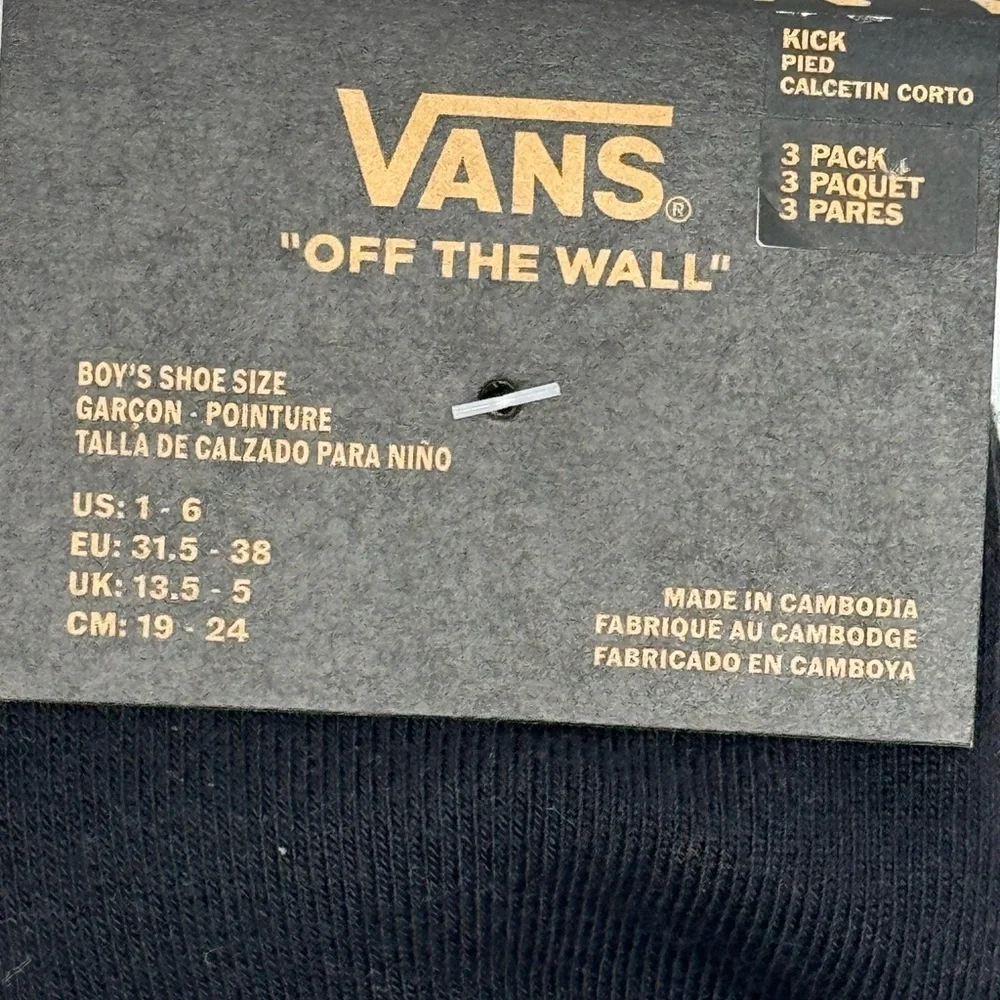 Vans Black No-Show Socks with White Logo - 3 pairs